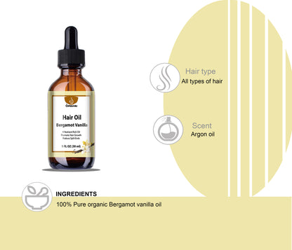 Bergamot Vanilla Hair Oil for Dry Damaged Hair and Growth - sampuraka