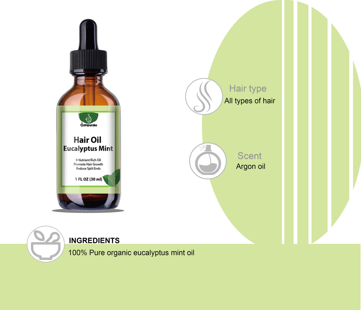 Eucalyptus Mint Hair Oil for Dry Damaged Hair and Growth - sampuraka