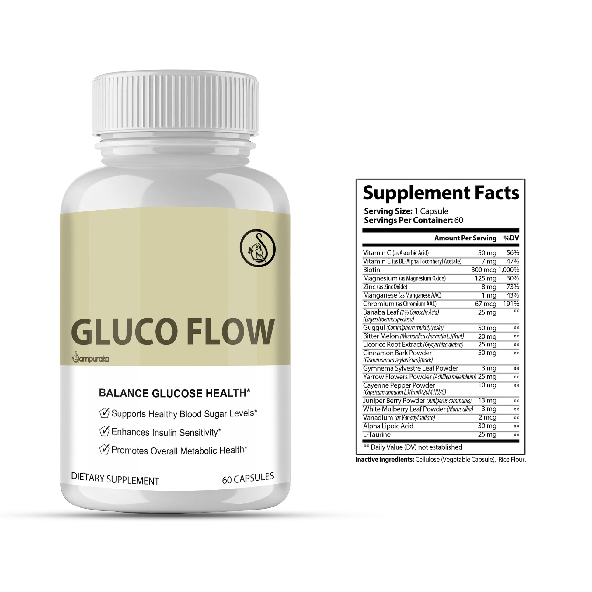 Gluco FLow - Supplements Blood Sugar Blend with Natural Herbs - sampuraka